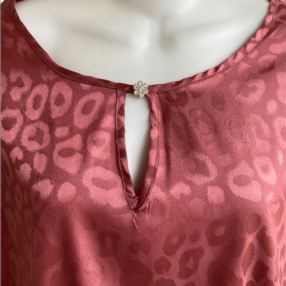 NWT Retrology Woman's 3X Cosmetic Rose Pink Sateen Top Blouse 3/4 Sleeves - Picture 4 of 4